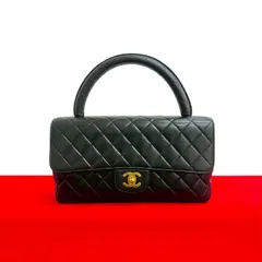 極 美品 シール有 3番台 CHANEL シャネル ヴィンテージ マトラッセ ココマーク ラムスキン レザー 本革 ハンドバッグ ブラック 200-6