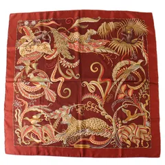 フェラガモ　スカーフ　大判　ビッグ　シルク　100　総柄　絵画風　希少柄 Salvatore Ferragamoフェラガモ シルク100％ 大判スカーフ フェラガモ