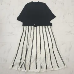 Rose Tiara　ローズティアラ　バイカラー　ニットワンピース　プリーツ　ベルト付き　46　3XL　大きいサイズ