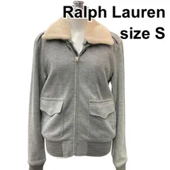 ■ ラルフローレン Ralph Lauren ジャケット 長袖 パデット ラムファー襟 ブルゾン ジャンパー グレー ウール S 7 レディース B5Y009