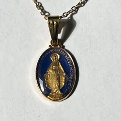 アレルギー対応ステンレス製 ゴールド マリア メダイ ネックレス ユニセックス 黄金のマリア聖母像 ペンダント 奇跡のメダイ 送料込