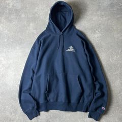 豪華4段プリント神サイズ90sラッセルUCAパーカーUSA製ネイビー紺XL