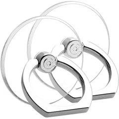 【新品】 【2個入り】スマホリング 透明 丸型 携帯 リング ホールドリング ホルダー 落下防止 スタンド iPhone/Android各種他対応 (丸型2個シルバー) 1