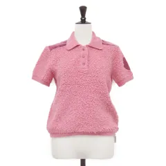 MONCLER モンクレール ポロシャツ ピンク サイズ:XS | ハーフスリーブ ニット ポロシャツ | スナップボタン ワッペン ベロア | イタリア製 | トップス カットソー 半袖【レディース】【中古】