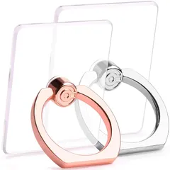 【新品】 2個入り-スマホリング 透明 携帯 リング ホールドリング ホルダー 落下防止 スタンド iPhone/Android各種他対応 (1個ローズゴールド+1個シルバー) 1