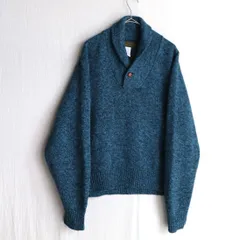 USA製 70s 80s Eddie Bauer ショールカラー ニット セーター / L ウール ナイロン ターコイズ ビンテージ K5-09005-9277