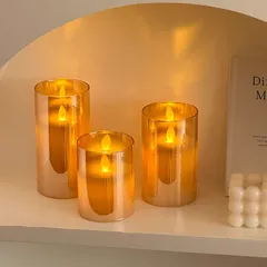 電子キャンドルライト3点セット 電池式 リモコン操作