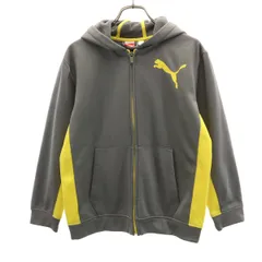PUMA プーマ 長袖 ジャージ ジップパーカー M グレー 裏フリース キッズ 古着