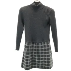 FOXEY フォクシー ウール 長袖 切替 ワンピース 38 グレー系 レディース 古着