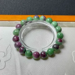 高級 EU製★ルビーインゾイサイト★パワーストーン ブレスレット 天然石A 原石 綺麗 高級 お守り  9.9-10.1mmZB9614