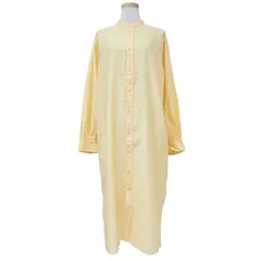 美品 MACPHEE マカフィー ワンピース オレンジ サイズ:36(9号) 23春夏 コットンモールスキン バンドカラー ロング シャツワンピース 長袖 スリット トップス ドレス【レディース】