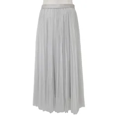 美品 23区 スカート ロング プリーツスカート 24春夏 グレイッシュベージュ  44(XL) ペチコート付 チュールスカート ウエストゴム ボトムス 無地 オフィス カジュアル きれいめ【レディース】