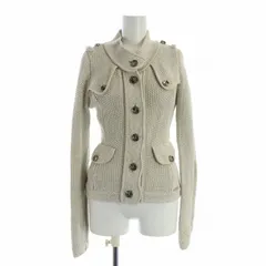 バーバリーブラックレーベル BURBERRY BLACK LABEL ニットジャケット 長袖 シングル 銀ボタン 麻混 リネン混 ロゴボタン 38 S アイボリー ■GY27 /MQのサムネイル