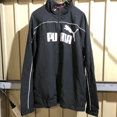 697 PUMA ナイロンジャケット ブラック M プーマ ビッグロゴ プリントロゴ 古着卸 アメリカ仕入