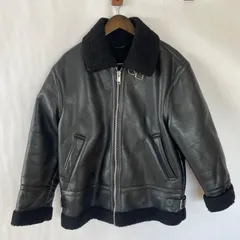 【美品】エイチアンドエム　H&M メンズ　B-3型　レザー　ムートンジャケット　ボア　M  ブラック　ネックベルト