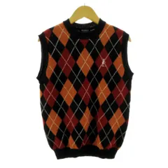 パーリーゲイツ PEARLY GATES アーガイルチェックウールニットベスト 053-273021 クルーネック ロゴ刺繍 ブラウン系 茶系 レンガ色 赤茶 オレンジ ホワイト 白 1