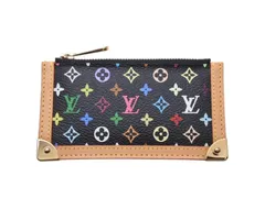極美品 LOUIS VUITTON ルイヴィトン ポシェットクレ コインケース ブラック マルチカラー 村上隆 M92654 ゴールド金具 中古 4b004659