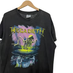90s ビンテージ MEGADETH 両面プリント バンド Tシャツ L ブラック フェード 90年代 メガデス アメリカ製 USA製 ロックT バンT