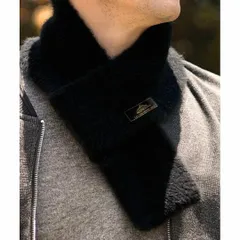 ブラック マフラー ニット シンプル 短い 人気 厚手 無地 温かい 軽量 メンズ 黒