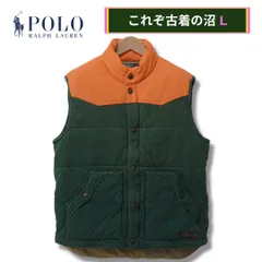 90s Polo by Ralph Lauren ダウン ベスト L  ポロラフルローレン TALONジッパー ヴィンテージ Vintage グリーン オレンジ アメカジ Y2K ストリート 中綿ダウン オーバーサイズ ビッグシルエット ベスト 古着 Z202