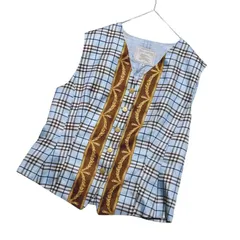 BURBERRYS バーバリーズ　ベスト　スカーフ柄ノバチェック　金ボタン　ジレ　白タグ　レディース　40