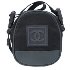 シャネル CHANEL スポーツライン キャンバス ミニショルダーバッグ ポーチ 2WAY ココマーク ロゴ パッチ サコッシュ 黒 灰 ブラック グレー 系 1027