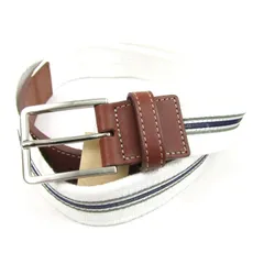 ラコステ ベルト 未使用 キャンバス レザー ロゴ ブランド メンズ ホワイト LACOSTE