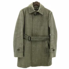 バーニーズニューヨーク BARNEYS NEW YORK グレンチェック ステンカラーコート ジャケット ロング グレー 46 約M 0503のサムネイル