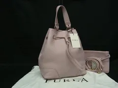 ■新品■未使用■ FURLA フルラ ステイシー レザー 巾着 ポーチ付き 2WAY ハンドバッグ ショルダー クロスボディ ピンク系 FU3349