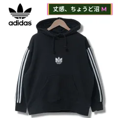 アディダスオリジナルス クロップド丈 パーカー M相当 adidas ORIGINALS ロゴ刺繍 センター刺繍 トレフォイル ストリート Y2K スポーツミックス 裏毛 パイル 古着 A764