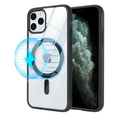 【迅速発送】Lipvina iPhone12 Pro Max ケース Magsafe対応 米軍MIL規格クリア耐衝撃透明ヤレス充電対応 スマホケース 6.7インチ対応(黒)