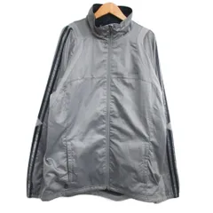 アディダス adidas 美品 スポーツウエア ウインドブレーカー 裏地メッシュ グレー O(XL) IBO78