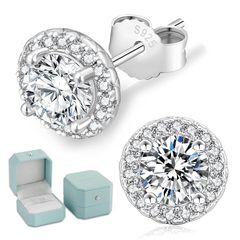 KRKC "Star Prayer" Moissanite Earrings, 0.2-3.0 Carat, Women's, 925 Sterling Silver with a Sparkling Single Diamond, Hypoallergenic, Perfect for Birthdays, Anniversaries, and Mother's Day. Includes a Gift Box and GRA Certification Card (Available in Silver, Gold, and Rose Gold).