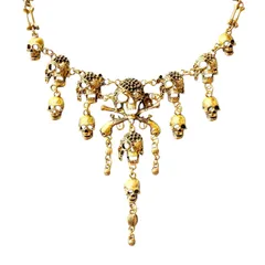 ドクロ スカル 骸骨 ネックレス メンズ 銃 大ぶり 海賊 髑髏 パイレーツ 骨