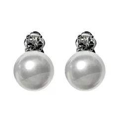 パール クリップ式 キュービックジルコニア イヤリング レディース シルバー 銀