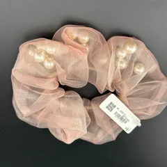 【新品】定価1430円 ヘアアクセサリー ヘアゴム ピンク フェイク パール 大きめ シンプル◆