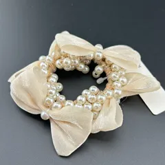 【新品】 ヘアアクセサリー ヘアゴム  ホワイト フェイク パール リボン 可愛い キレイ◆