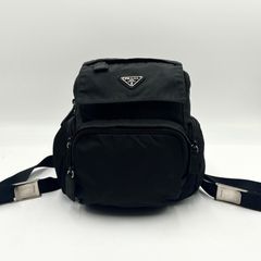 外観美品 プラダ ポーチ サフィアーノレザー 三角ロゴ テスート 白タグ