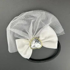 【新品】 ヘアアクセサリー ヘアゴム  ホワイト ハート レース リボン 可愛い キレイ◆