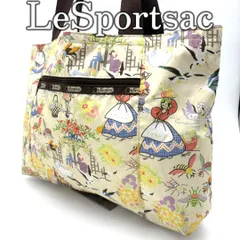 レスポートサック トートバッグ LeSportsac Nylon Tote 花柄 イラスト 総柄 ブラウン 持ち手茶系