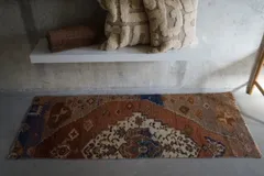 ヴィンテージラグ トルコ アナトリア ランナーラグ ブラウン 155 × 61.5 cm No.TR25187