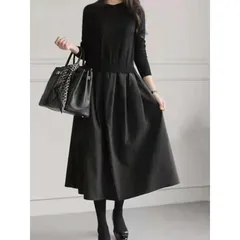 ニットワンピース レディース きれいめ 春 秋 冬 長袖 ロングワンピース 卒業式 着痩せ 体型カバー フォーマル カジュアル ゆったり お洒落