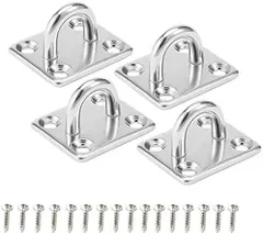 【迅速発送】ZOYUBS パッドアイ アイプレート スクエアパッドアイ スクエアアイプレート ステンレスループ マッチングネジ 壁掛け式 パッドアイ 天井吊り下げ用 304ステンレス鋼 ステンレスループ フック アイ耐久性壁/天井マウントフック 天井フック U