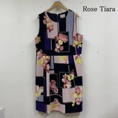 ローズティアラ ノースリーブ ワンピース ひざ丈 花柄 総柄 マルチカラー 幾何学 Aライン チュニック 背面ジップ レディース 46 ISItems【USED】【古着】【中古】50146064