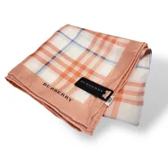 美品　 バーバリー BURBERRY ピンク 大判 スカーフ ハンカチ　ノバチェック　シルク　綿