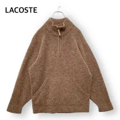 ラコステ LACOSTE ハーフジップ モックネック ウールパイル トレーナー ブラウン ワニロゴ
