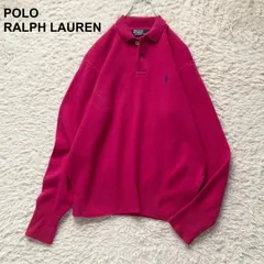今期トレンド 超希少 ヴィンテージ ビンテージ 美品 ポロ ラルフローレン Polo Ralph Lauren 100%ラムウール ラムズウール ニットポロシャツ ポロニット 鮮やかマゼンタ ピンク Mサイズ 長袖 セーター レディース 日本製 ナイガイ社