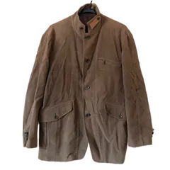 Z1514 element of SIMPLE LIFE エレメントオブシンプルライフ　スタンドカラー　テーラード　ジャケットコート　茶色　ブラウン　メンズ　Lサイズ　コーデュロイ風　オシャレ　2way