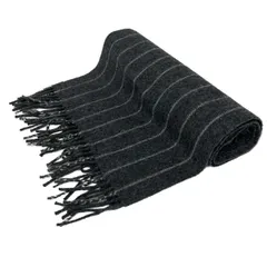 Joshua Ellis(ジョシュアエリス) マフラー新品同様  - ダークグレー×ライトグレー ストライプ カシミヤ