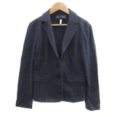 アルマーニ ジーンズ ARMANI JEANS テーラードジャケット ミドル丈 シングルボタン 無地 40 紺 ネイビー /YS25のサムネイル